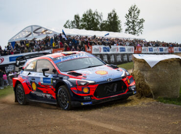 Thierry Neuville (BEL) Nicolas Gilsoul (BEL) of team Hyundai i20 Coupe WRC Hyundai Shell Mobis WRT is seen racing during special stage 1 - Tartu at the World Rally Championship Estonia in Tartu, Estonia on September 4, 2020